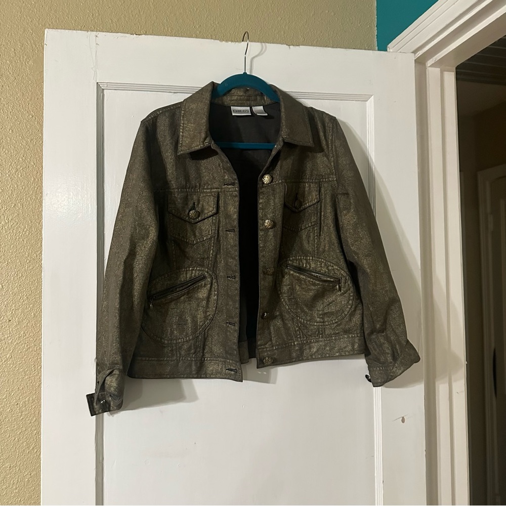 Chicos denim glittery jacket size 10